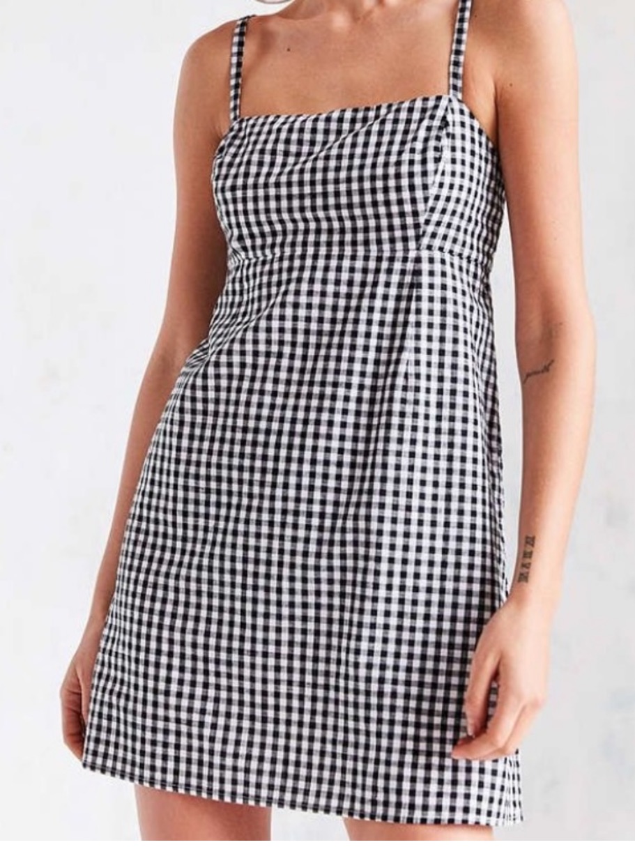 Urban Outfitters Black And White Gingham Mini Dress